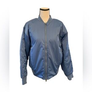 Athleta | Sateen blue bomber jacket